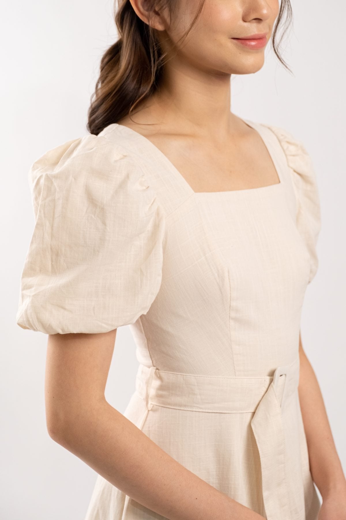 Cade Puff Sleeve Romper (Cream)