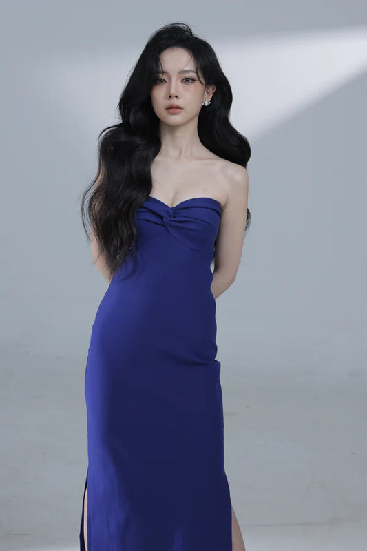 Desiree Bustier Gown Dress - Cobalt Blue