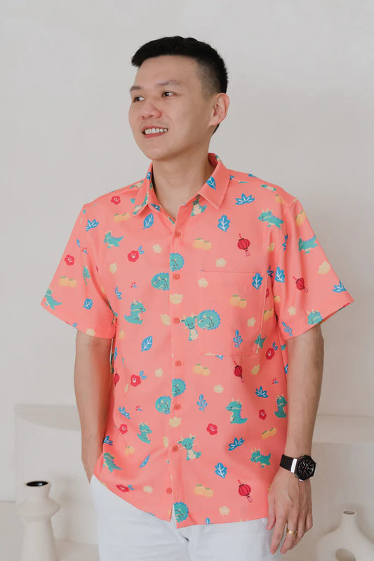 Dragon Family Unisex Shirt - Peach Coral