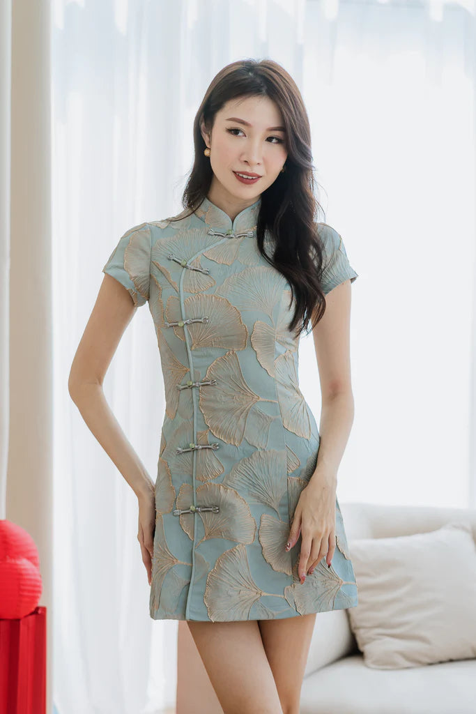 龙凤呈祥 Prosperity Cheongsam Dress - Golden Leaf