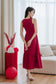 Colina Lattice Eyelet Tier Maxi Dress - Red