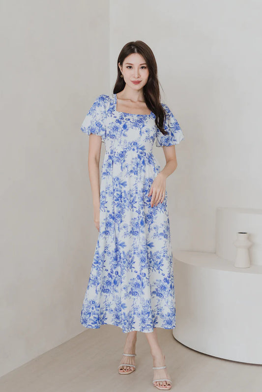 Diorlyn Porcelain Tie Back Maxi Dress - Blue