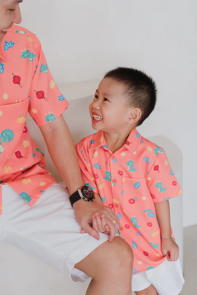 Mini Dragon Family Unisex Shirt - Peach Coral