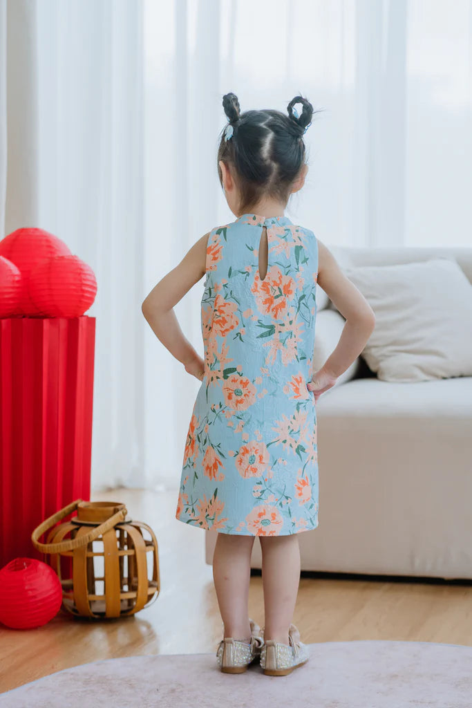 Mini 乐 Joyous Emboss Mommy Cheongsam - Orange Floral