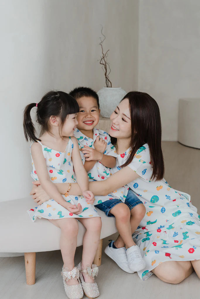 Mini Dragon Family 2way Kids Dress - White