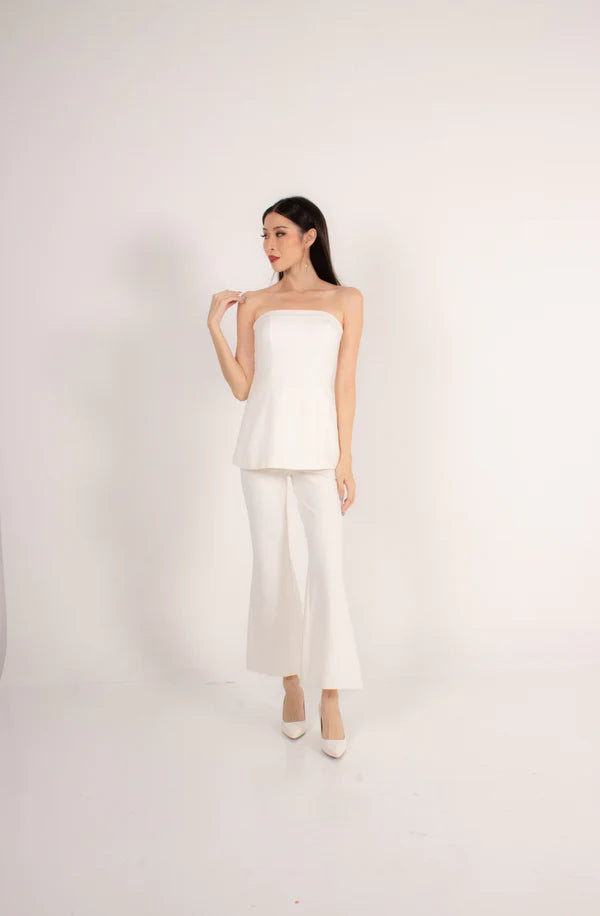 Trixielia Girl Boss Bustier Top in White