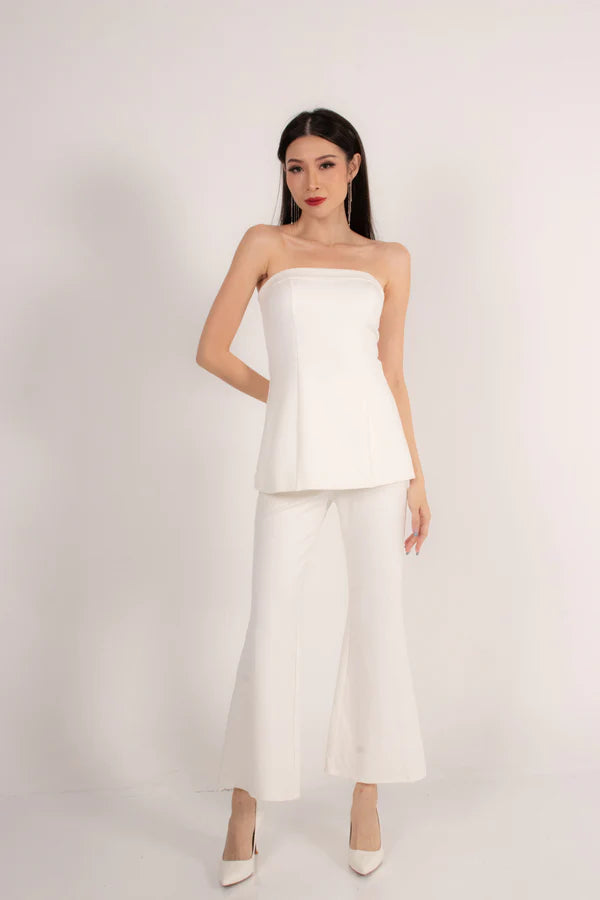 Trixielia Girl Boss Bustier Top in White