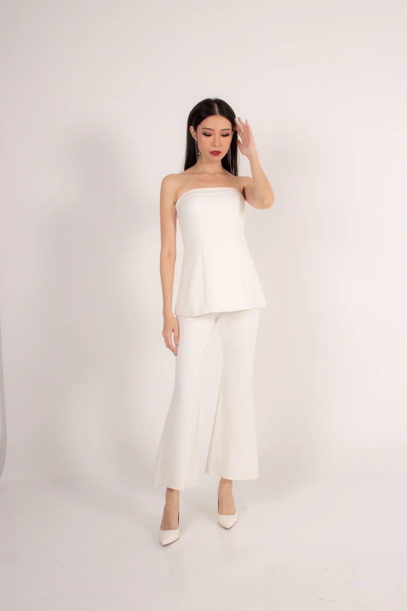 Trixielia Girl Boss Bustier Top in White