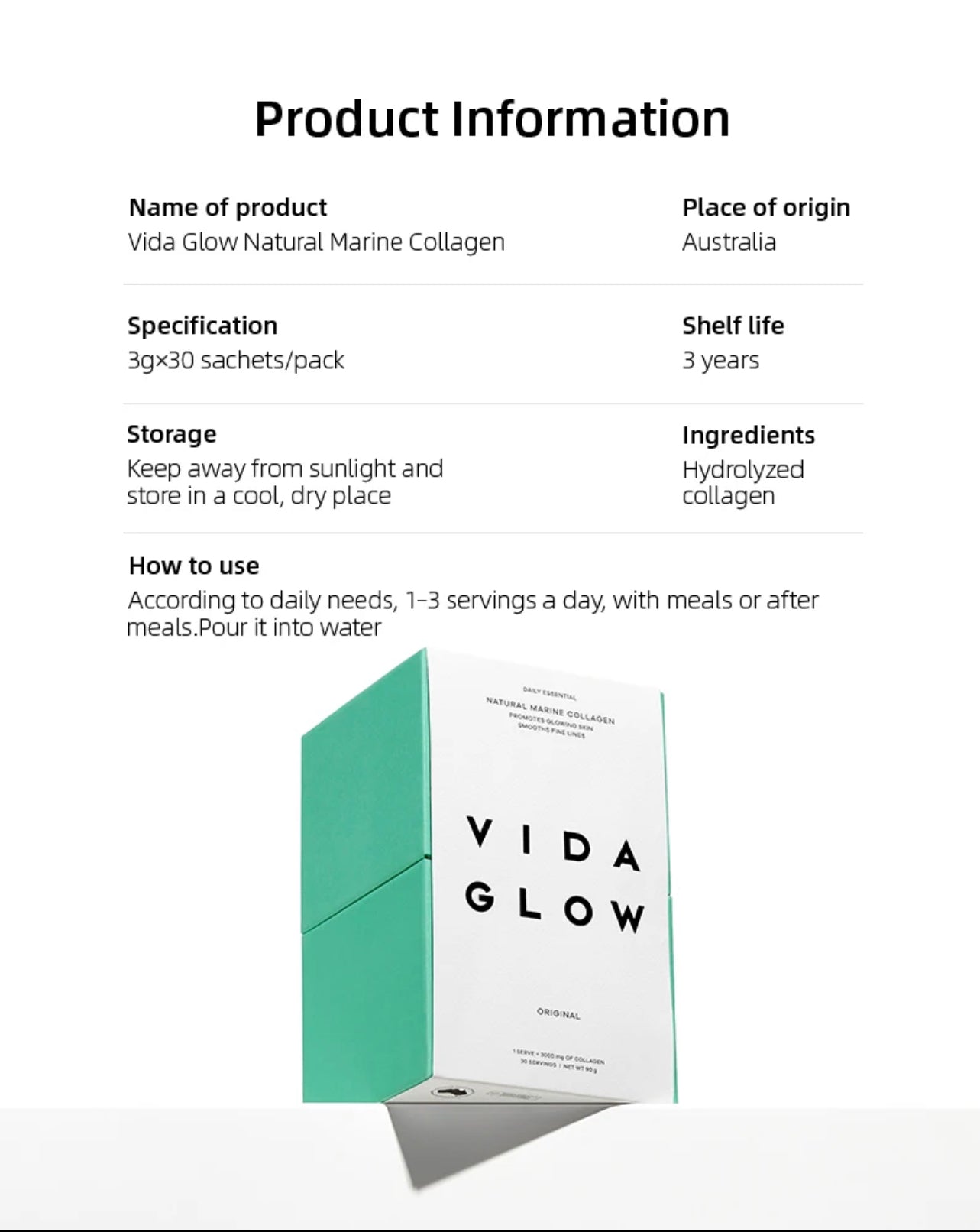 Vida Glow 天然海洋胶原蛋白(30 袋)