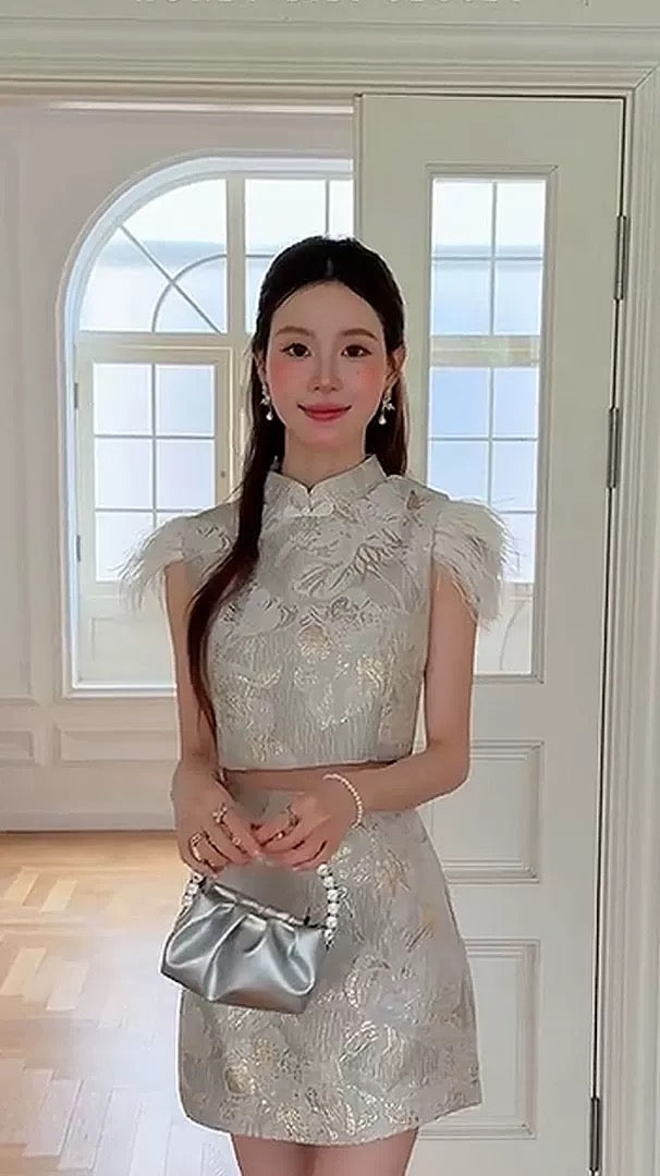 Chelsea Fur Qipao Set Wear