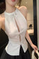 Backless Slim White Top Outerwear