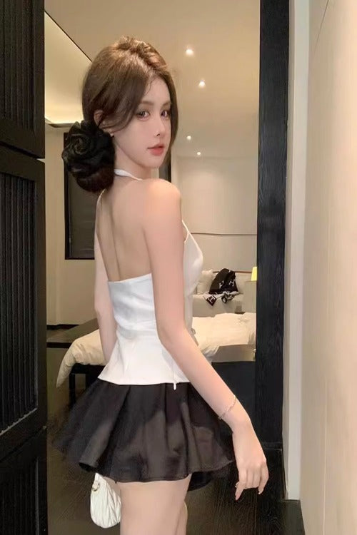 Backless Slim White Top Outerwear