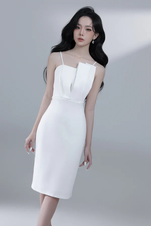 Irabelle Overlay Bodycon Dress - White