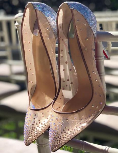 网眼水晶高跟鞋