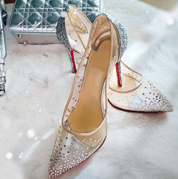 网眼水晶高跟鞋