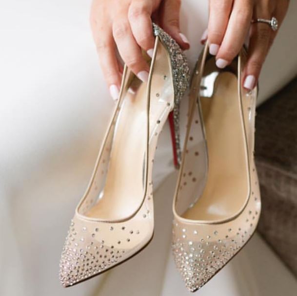 网眼水晶高跟鞋