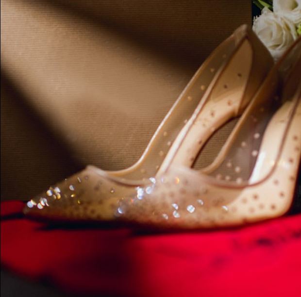 网眼水晶高跟鞋