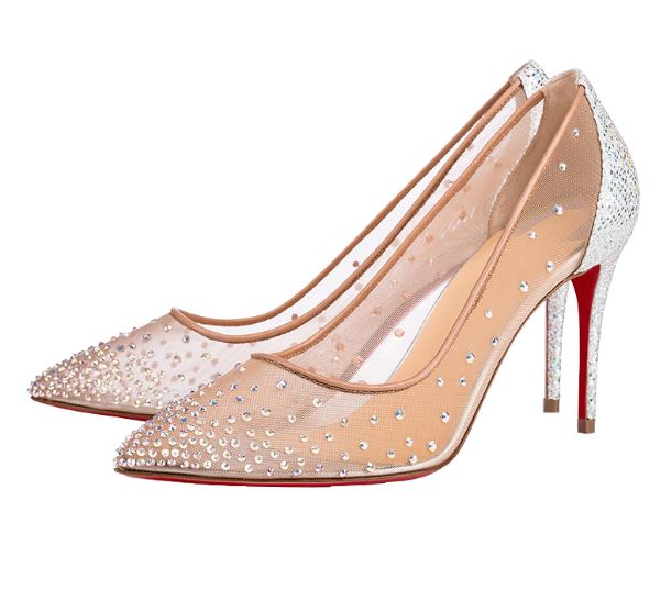 网眼水晶高跟鞋