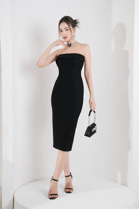 Sophia Midi Dress - Black