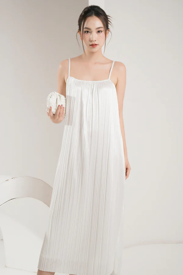 Cordelia Pleated Dress - White
