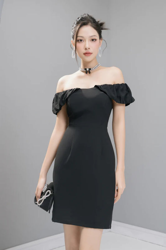 Classic Candicelia Off Shoulder Dress - Black