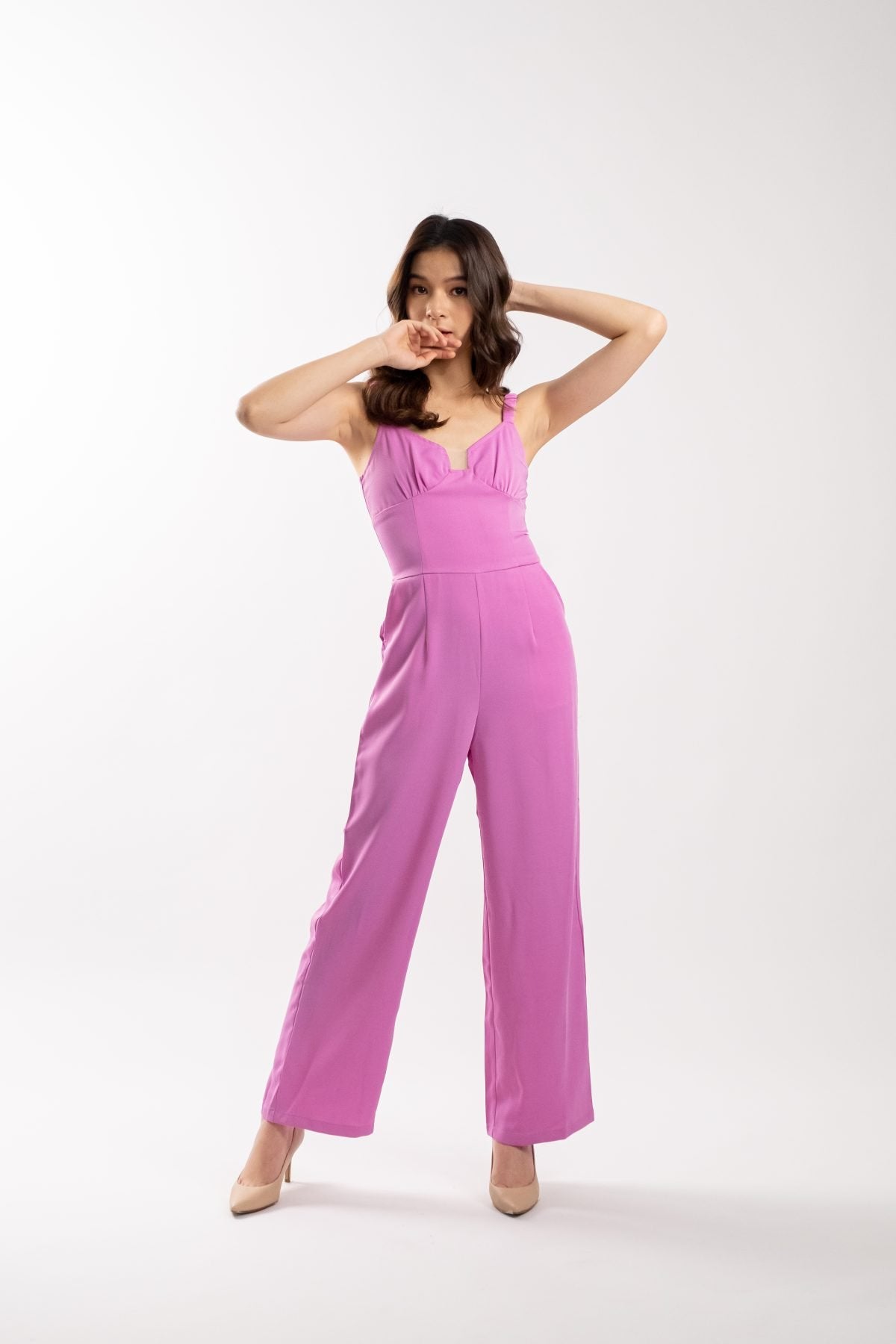 Cassidy Straight Leg Jumpsuit (Hot Pink)