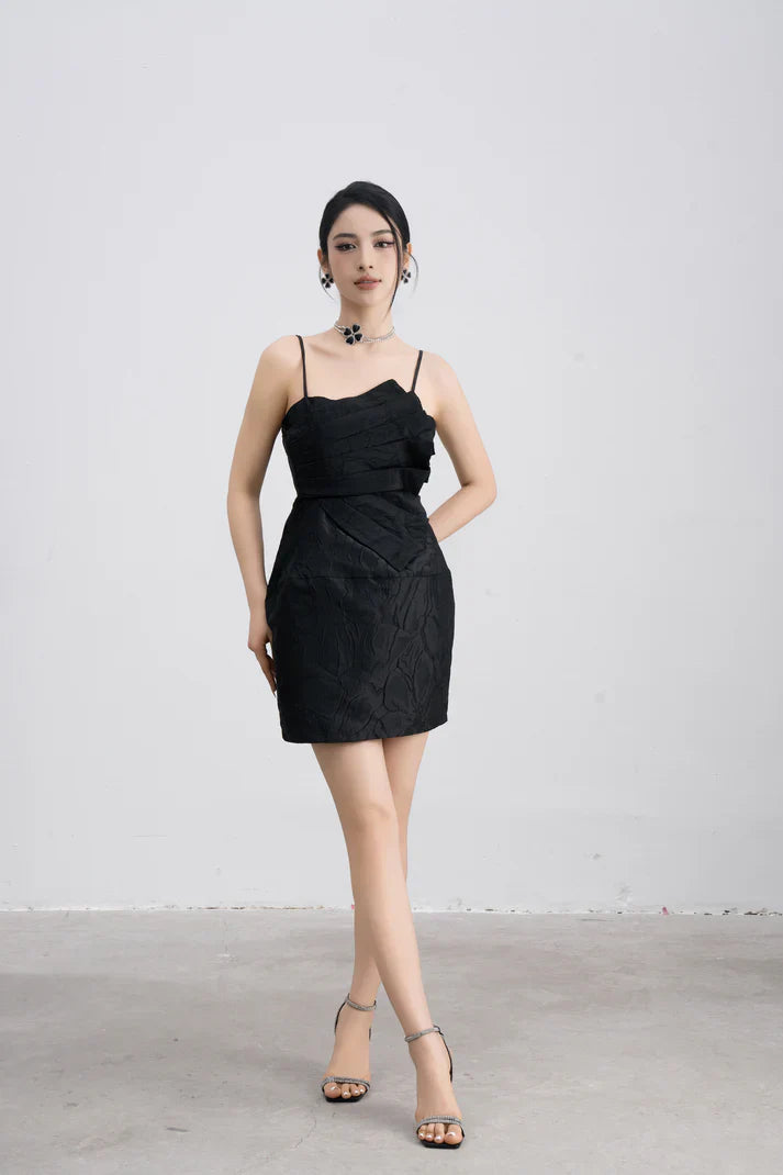 Debbie Skater Structured Dress in Black