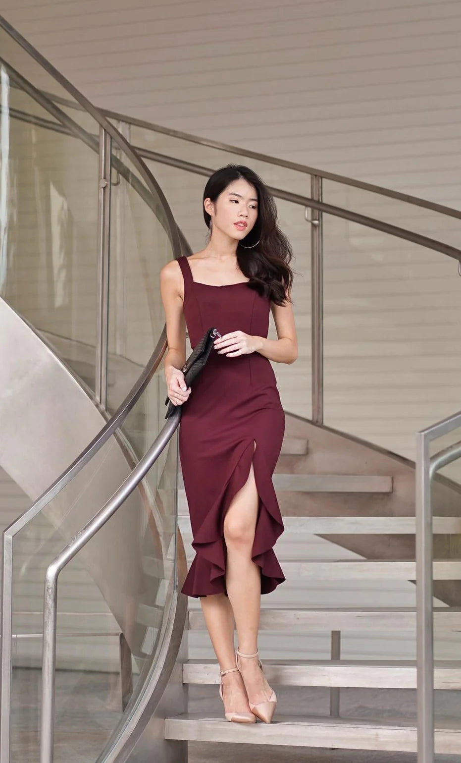 JODILIA MERMAID DRESS IN BURGUNDY