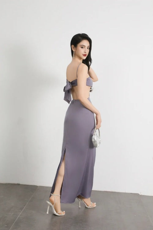 Aimee Cut Out Dress in Purple