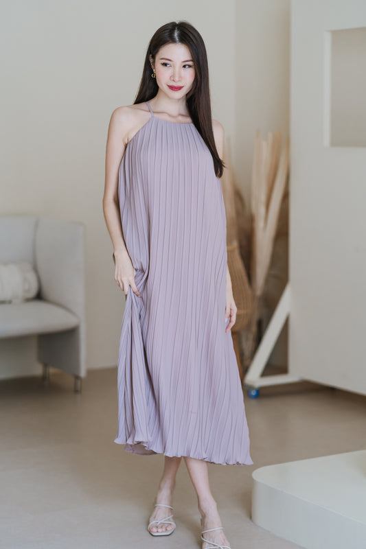 Pretty-In-Pleats Maxi Dress - Taupe