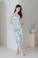 Riviera Square Neck Ruffle Slit Dress - Blue Porcelain