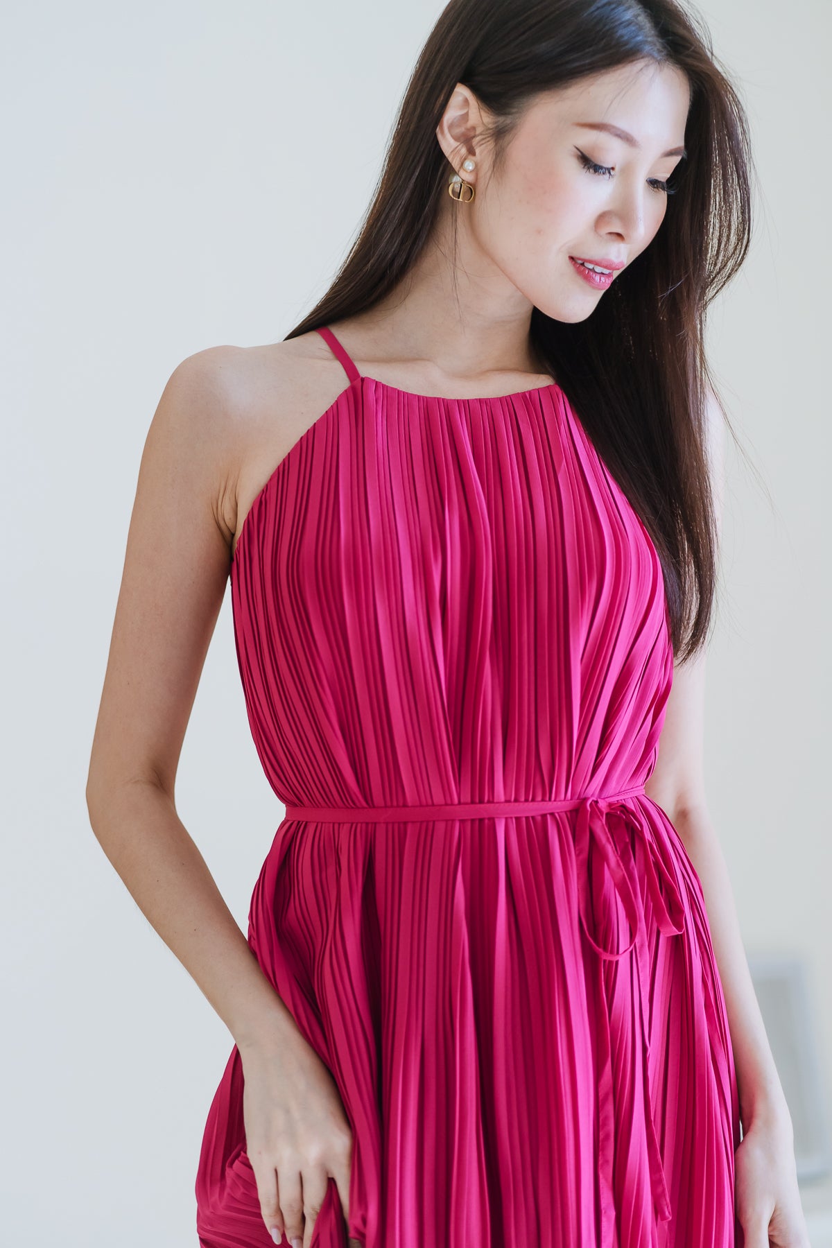 Pretty-In-Pleats Maxi Dress - Hot Pink