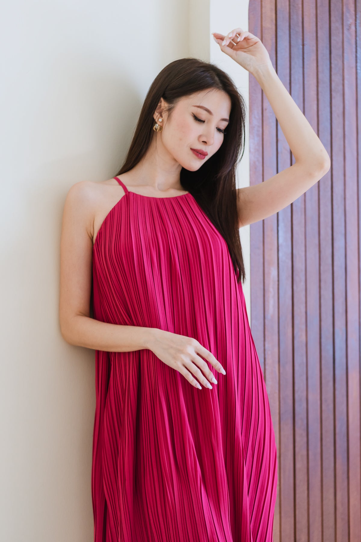 Pretty-In-Pleats Maxi Dress - Hot Pink