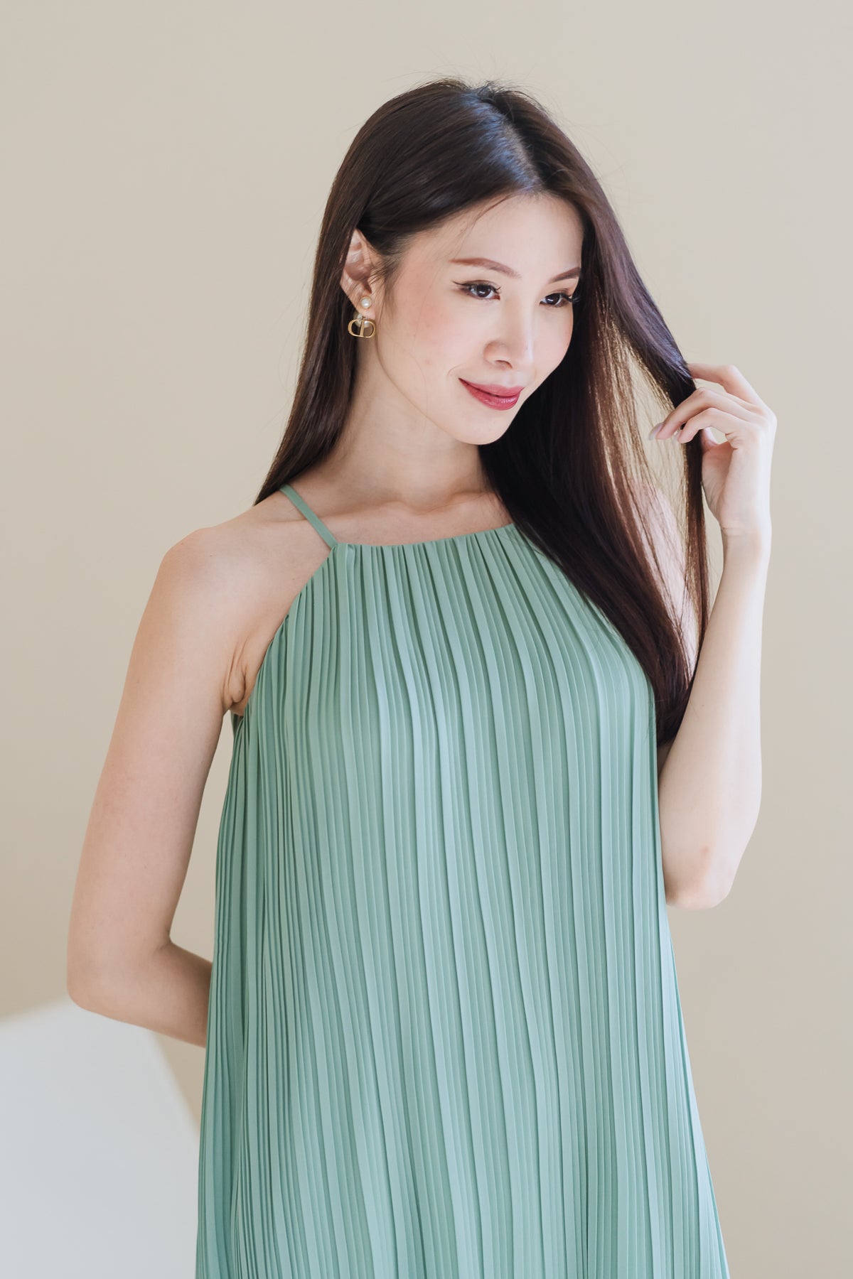 Pretty-In-Pleats Maxi Dress - Sage Green