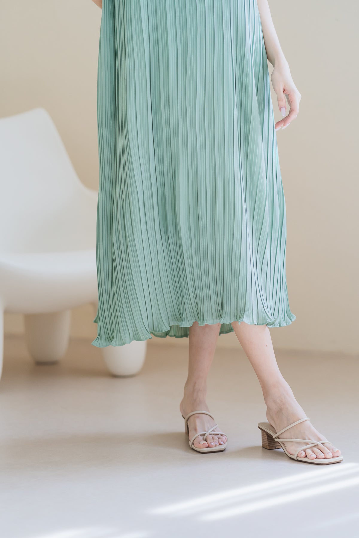 Pretty-In-Pleats Maxi Dress - Sage Green