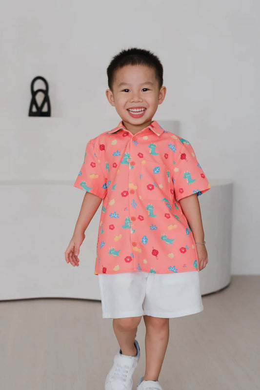 Mini Dragon Family Unisex Shirt - Peach Coral