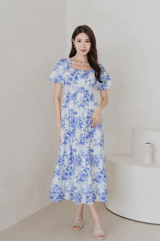 Diorlyn Porcelain Tie Back Maxi Dress - Blue