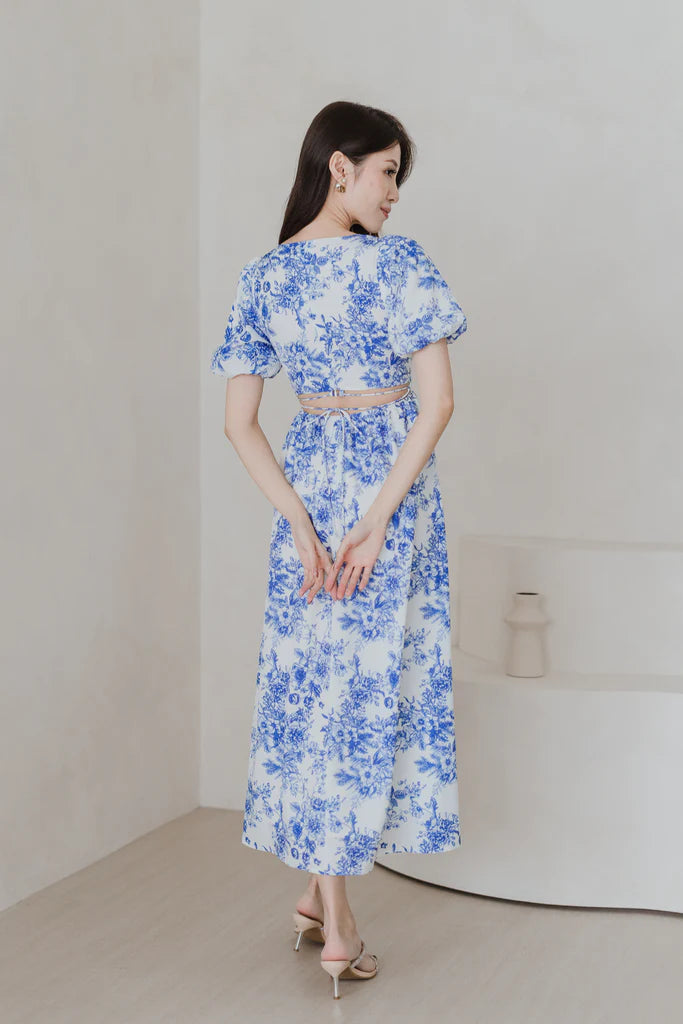 Diorlyn Porcelain Tie Back Maxi Dress - Blue