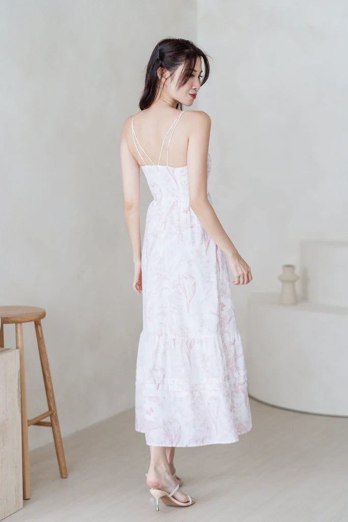 Beverly Double Spaghetti Pleated Maxi - Pink Porcelain