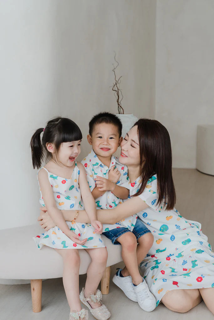 Mini Dragon Family 2way Kids Dress - White