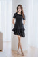 Saddle Eyelet Ruffle Hem Dress - Black