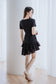 Saddle Eyelet Ruffle Hem Dress - Black