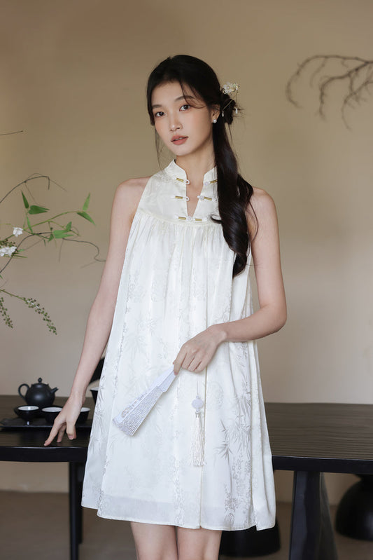 若梦 Dreamy Cheongsam Tent Dress - Cream White