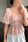 Locell Floral Puffy Sleeves Ruched Waist Top