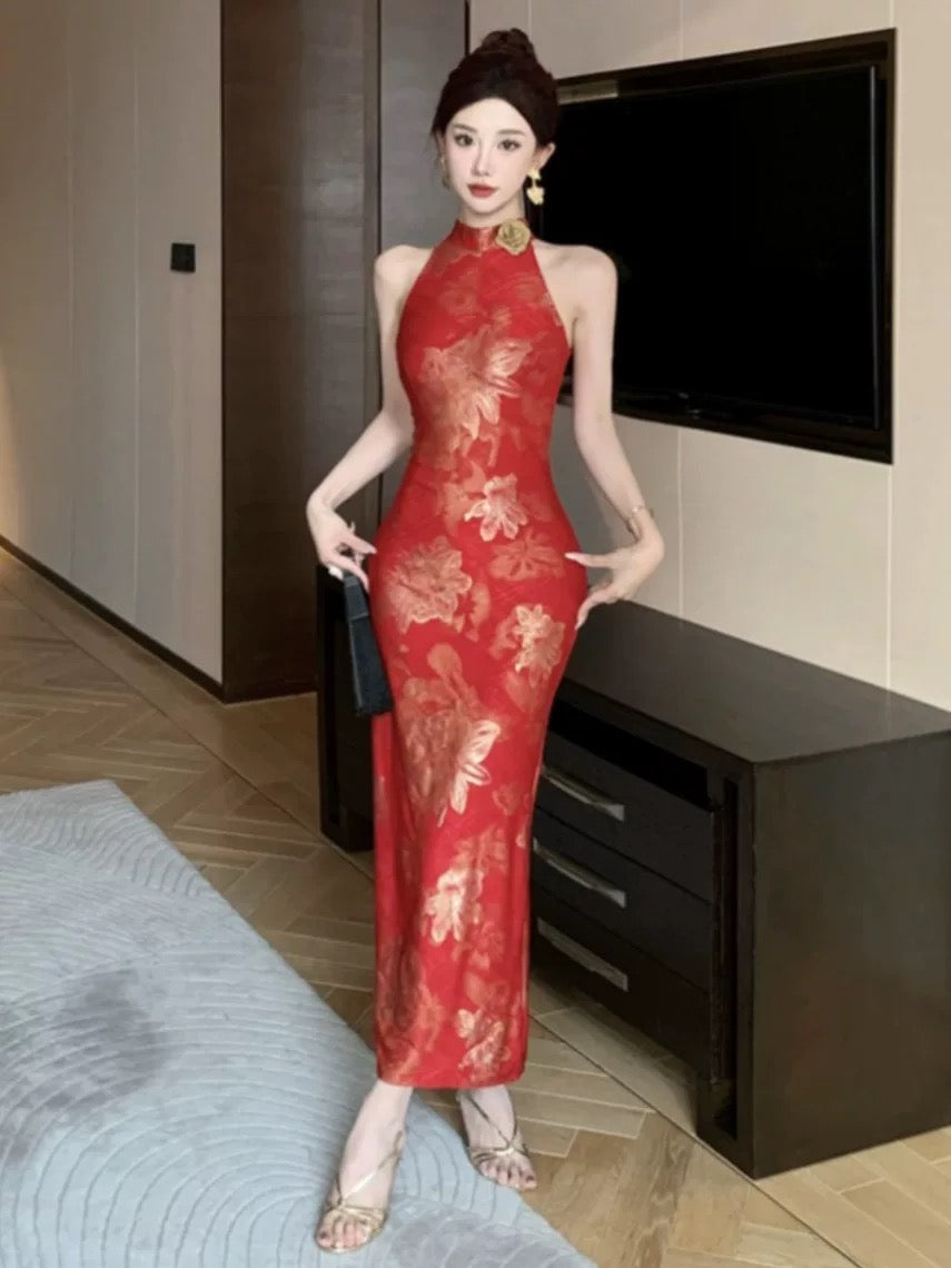 Fiery Lotus Qipao