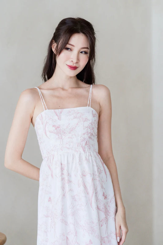 Beverly Double Spaghetti Pleated Maxi - Pink Porcelain