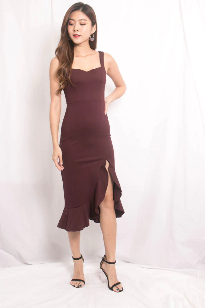 JODILIA MERMAID DRESS IN BURGUNDY