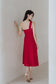 Janelle Emboss Toga Dress - Red