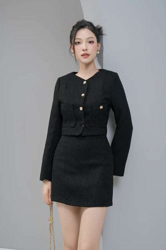 Louveelia Tweed Jacket - Black