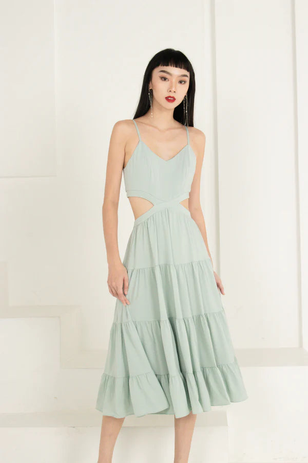 Soelia Cut Out Dress in Sage